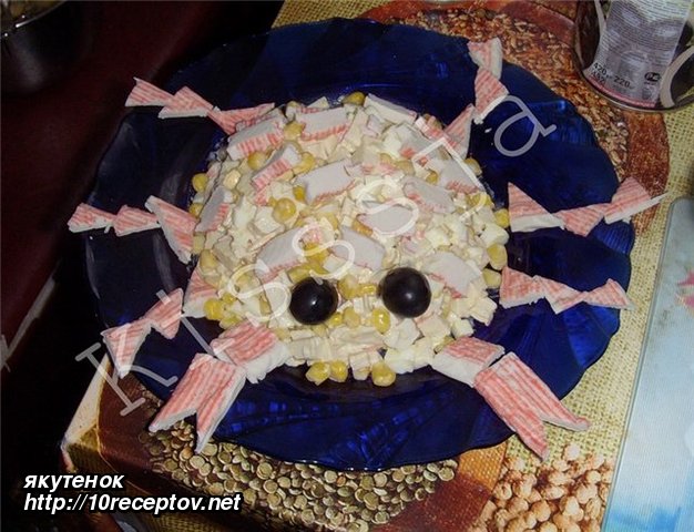 Салат из крабовых палочек "Нервный краб" Салат из крабовых палочек "Нервный краб"