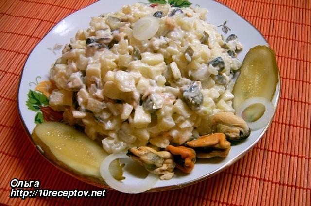 Салат картофельный с мидиями Салат картофельный с мидиями